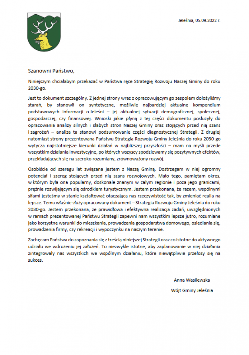 Ogłoszenie o przeprowadzeniu konsultacji z mieszkańcami Gminy Jeleśnia projektu „Strategii Rozwoju Gminy Jeleśnia do roku 2030